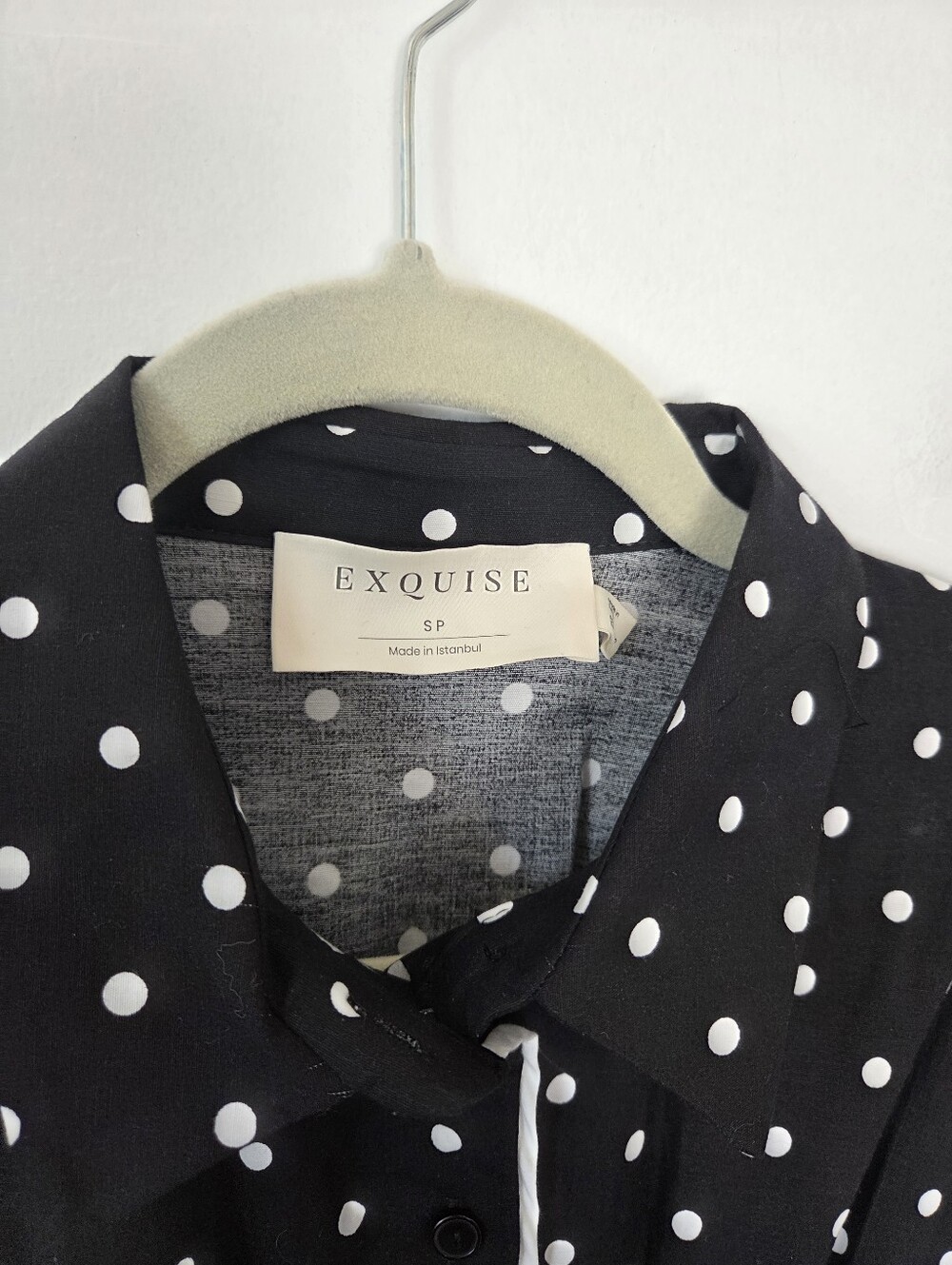 Exquise Eleanor Shirt Dress Anthropologie Tobie Black White Polka Dot Small - Picture 4 of 12